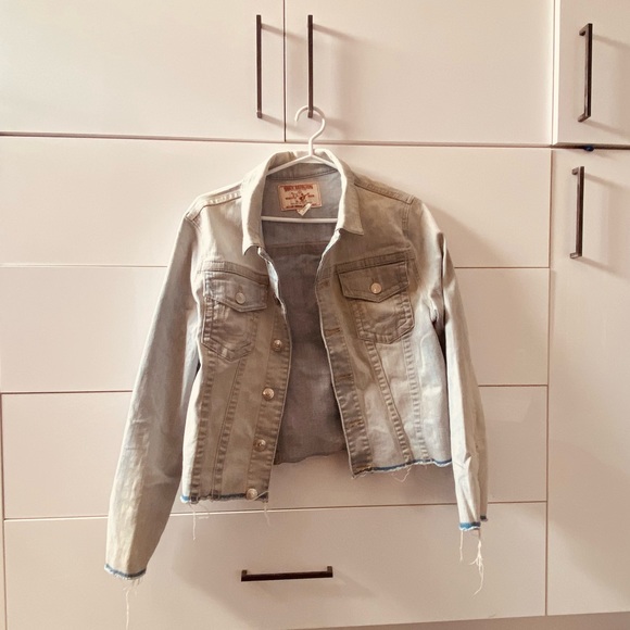 True Religion Oversized Cropped Jean Jacket “trucker jacket” - Picture 2 of 14